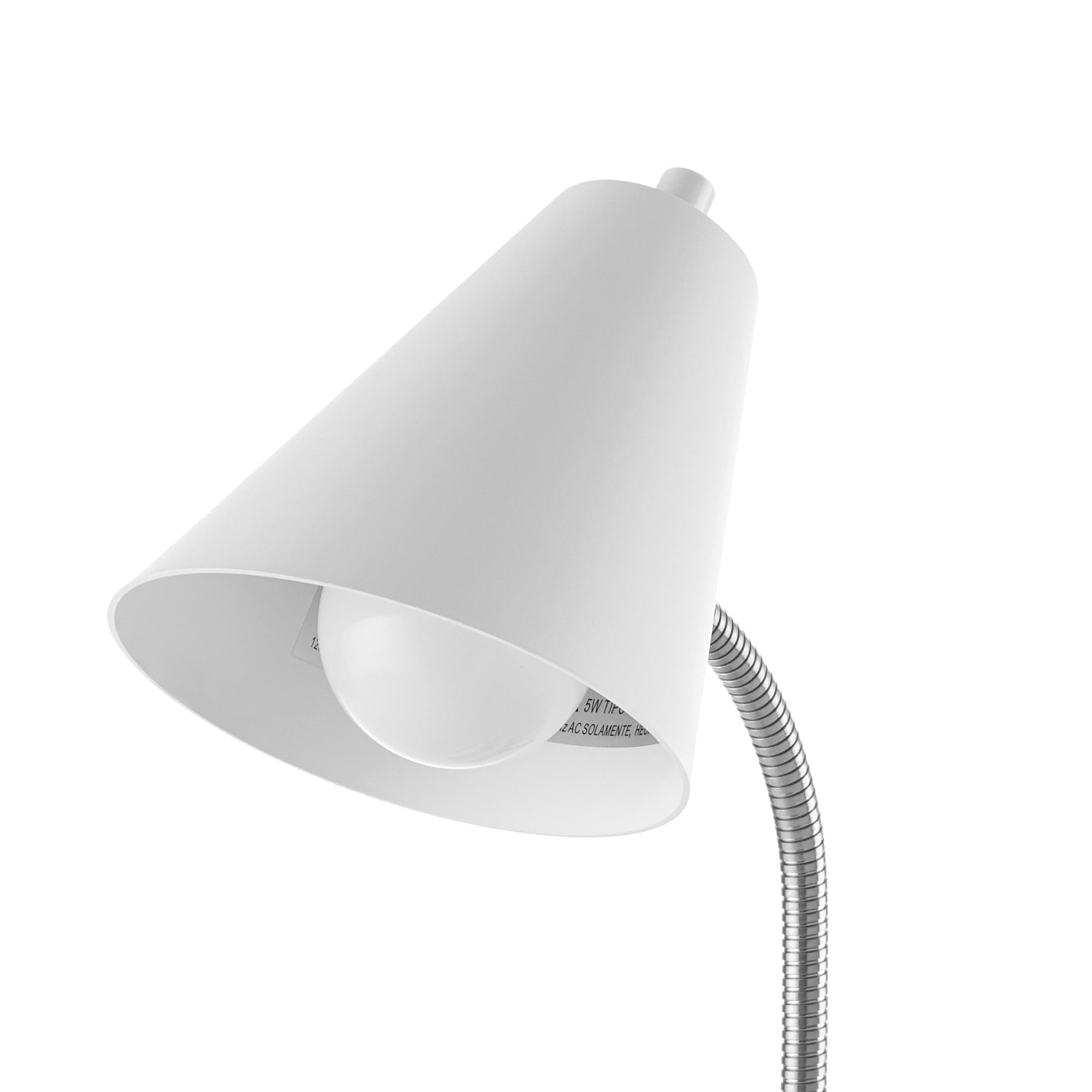 White Task Lamp with USB Port and Outlet