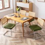 Green Velvet Dining Chairs with Cane Back