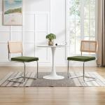 Green Velvet Dining Chairs with Cane Back