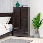 Solid wood wardrobe with lock and drawers