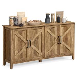 Adjustable Shelf Buffet Cabinet for Rustic Living Room