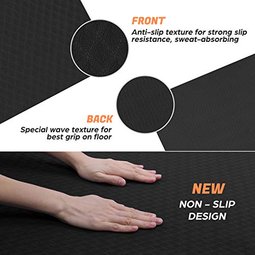 Odoland Large Non-Slip Yoga Mat 72''x48''x6mm, Carry Strap