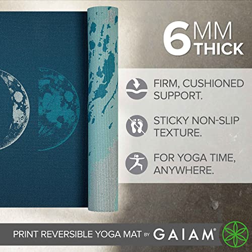 Gaiam Reversible Extra Thick Yoga Mat, Lunar Wave