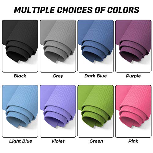 Odoland Large Non-Slip Yoga Mat 72''x48''x6mm, Carry Strap