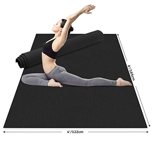 Odoland Large Non-Slip Yoga Mat 72''x48''x6mm, Carry Strap