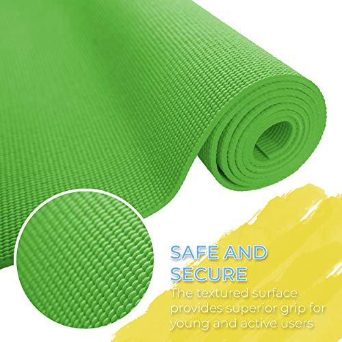 Youth Yoga Mats, 60" x 24", Non-Slip, Easy-Clean, 10-Pack