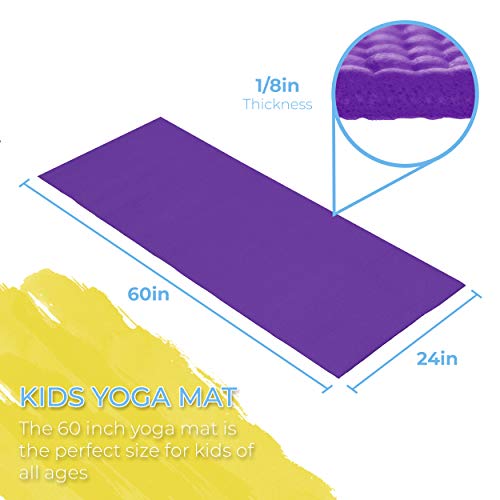 Youth Yoga Mats, 60" x 24", Non-Slip, Easy-Clean, 10-Pack