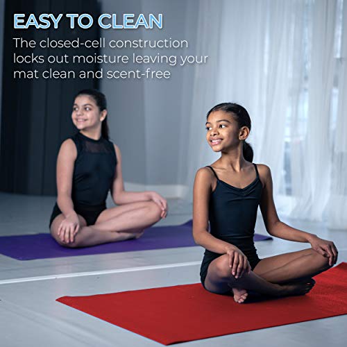 Youth Yoga Mats, 60" x 24", Non-Slip, Easy-Clean, 10-Pack