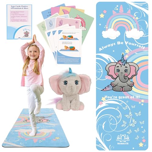 Children's Yoga Mat Set - Pose Cards + Affirmations