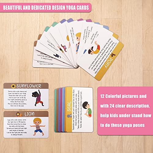 Garybank Unicorn Kids Yoga Mat Set - Fun Prints, Non-Slip Exercise Mats & Yoga Cards