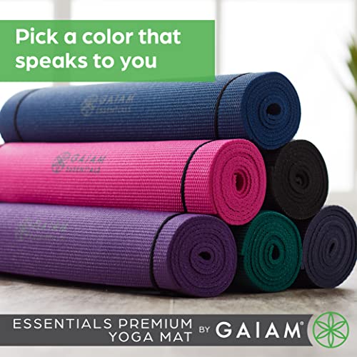 Gaiam Essentials Premium Navy Yoga Mat with Carrier
