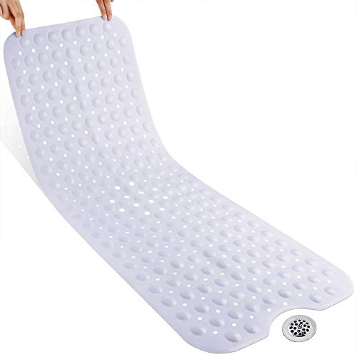 Yimobra Extra Long Non-Slip Bathtub Mat, Phthalate-Free White