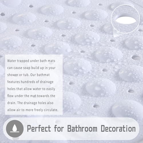 Yimobra Extra Long Non-Slip Bathtub Mat, Phthalate-Free White