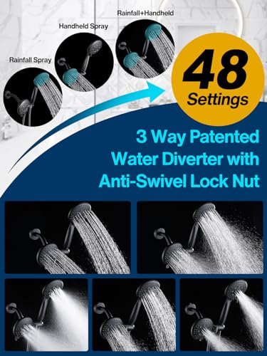 Matte Black 3-Way High Pressure Shower Head Combo