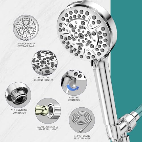 JDO High Pressure Shower Head with 10 Spray Modes
