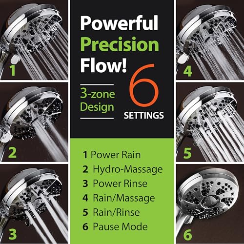 6-Setting AquaDance Handheld Shower for Slippery Bathtubs