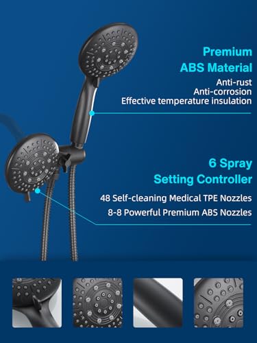 Matte Black 3-Way High Pressure Shower Head Combo