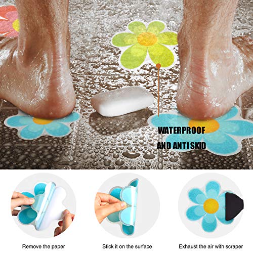 Bright Flowers Non Slip Bathtub Stickers - 30 Pieces