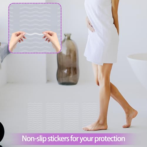 24PCS Transparent Anti Slip Bathtub Strips with Scraper