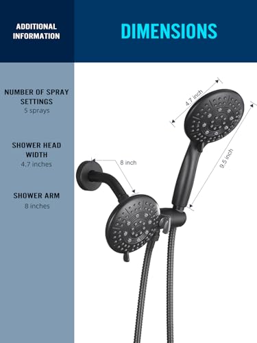 Matte Black 3-Way High Pressure Shower Head Combo