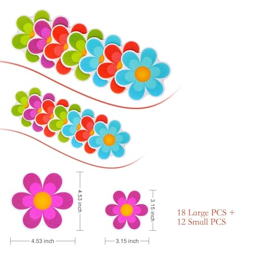 Bright Flowers Non Slip Bathtub Stickers - 30 Pieces