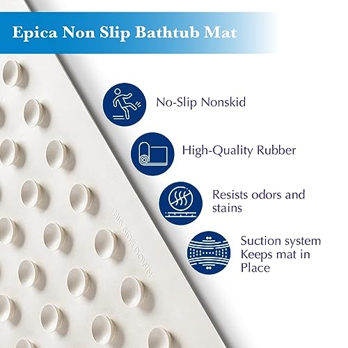 Epica Non-Slip Rubber Bathtub Mat for Safety, 16"x28