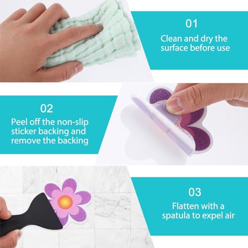 Colorful Sunflower Anti-Slip Bathtub Strips - Set of 10