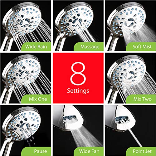 AquaCare High Pressure Handheld Shower Head - 8 Modes