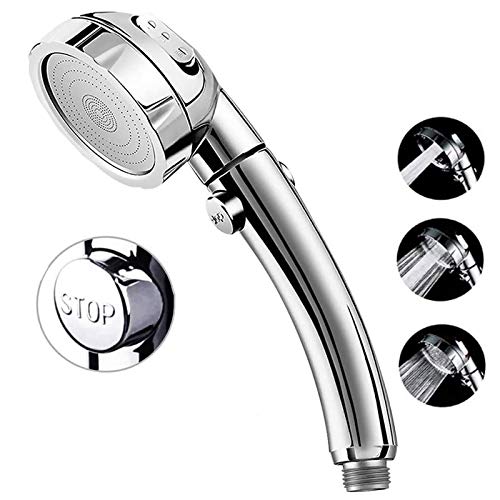 Marbrasse High Pressure Handheld Showerhead, 3-Settings with Shutoff