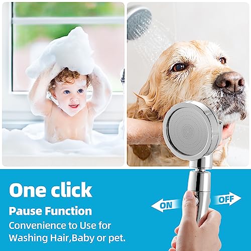 Marbrasse High Pressure Handheld Showerhead, 3-Settings with Shutoff