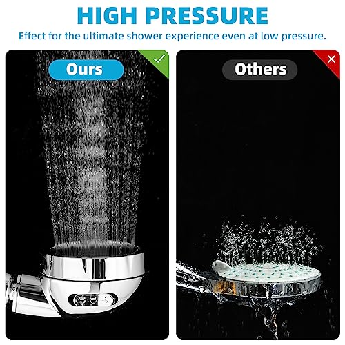 Marbrasse High Pressure Handheld Showerhead, 3-Settings with Shutoff