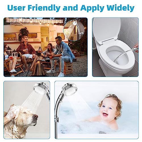 Marbrasse High Pressure Handheld Showerhead, 3-Settings with Shutoff