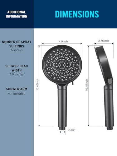 Cobbe Filtered Handheld Shower Head, High Pressure 6 Spray