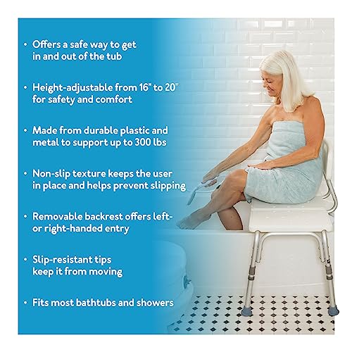 Height-Adjustable Transfer Bench for Slippery Bathtubs