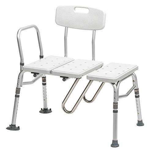 White Tub Transfer Bench with Curtain Guard Protection
