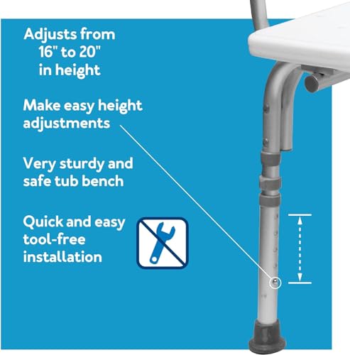 Height-Adjustable Transfer Bench for Slippery Bathtubs