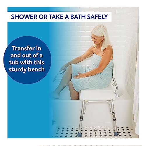 Height-Adjustable Transfer Bench for Slippery Bathtubs