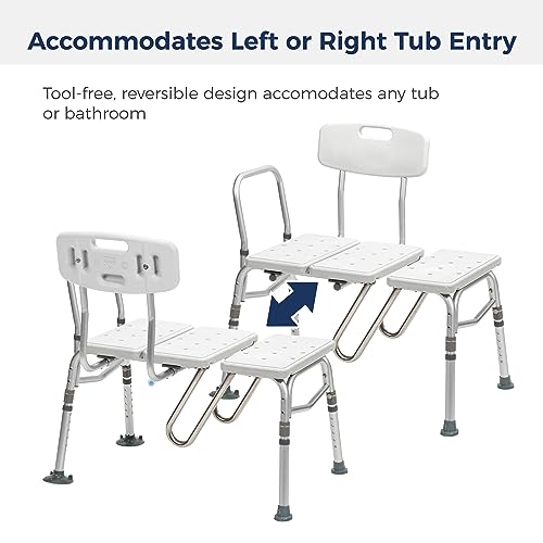 White Tub Transfer Bench with Curtain Guard Protection