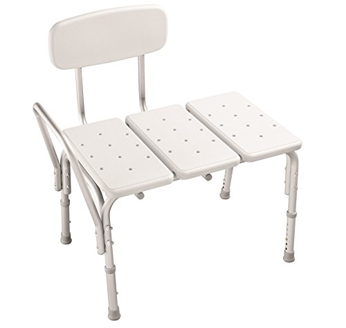 Adjustable White Transfer Bench for Bathroom Safety