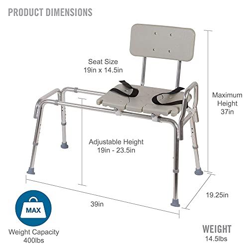 Non-Slip Tub Transfer Bench & Shower Chair, Adjustable