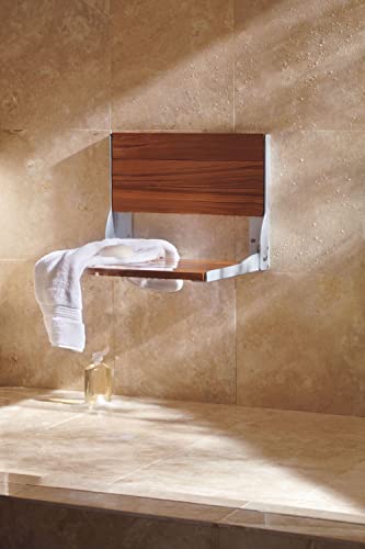 Teak Wood Folding Shower Seat - Wall Mounted