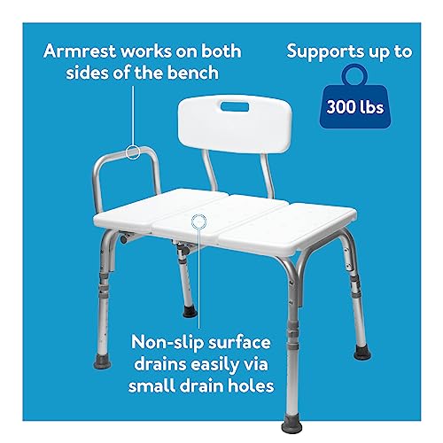 Height-Adjustable Transfer Bench for Slippery Bathtubs