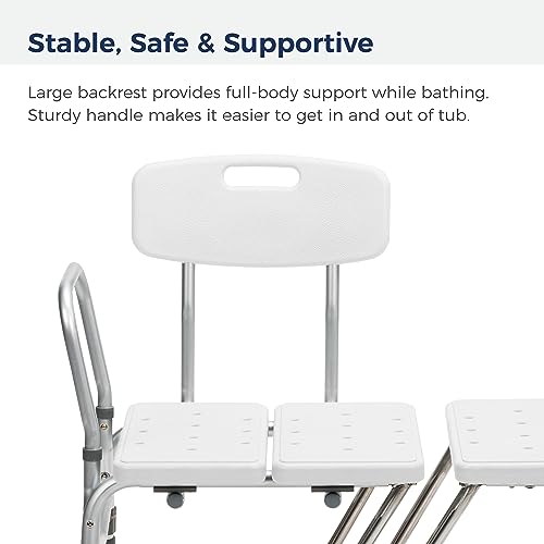 White Tub Transfer Bench with Curtain Guard Protection