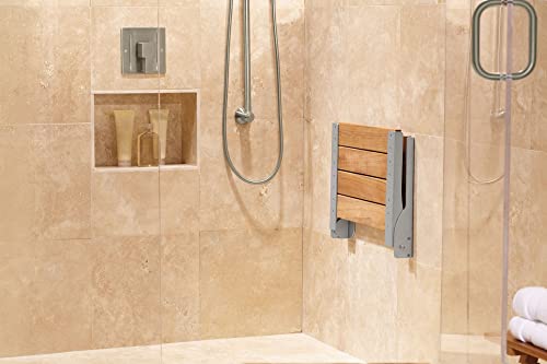 Teak Wood Folding Shower Seat - Wall Mounted
