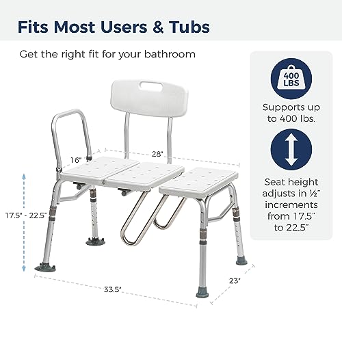 White Tub Transfer Bench with Curtain Guard Protection