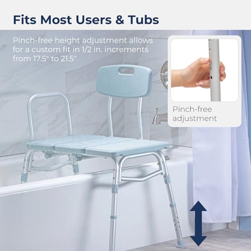 Height Adjustable Transfer Bench for Slippery Bathtubs
