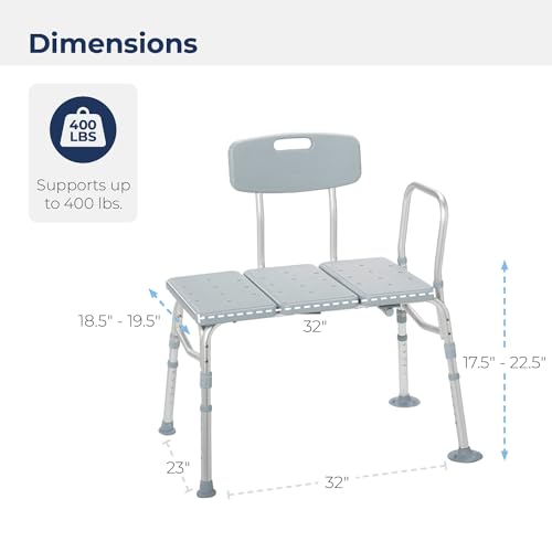 Height Adjustable Transfer Bench for Slippery Bathtubs