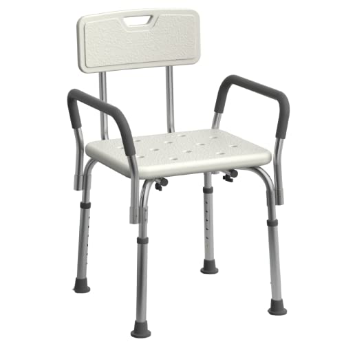 Slip-Resistant Shower Chair with Adjustable Height & Padded Armrests