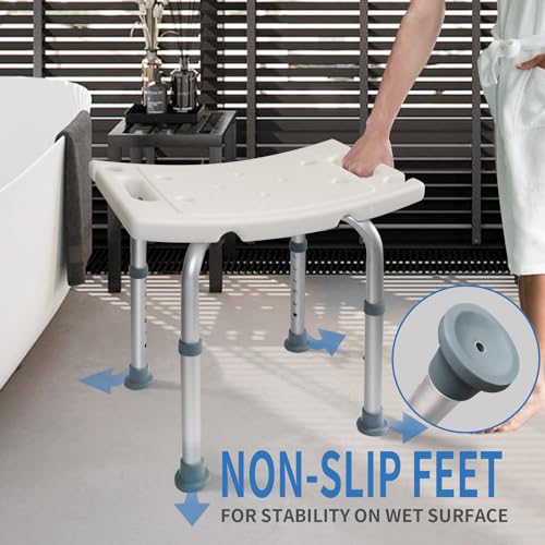 DEZOON Shower Chair-Adjustable Heights-Bathtub Stool-Elderly, Disabled, Seniors
