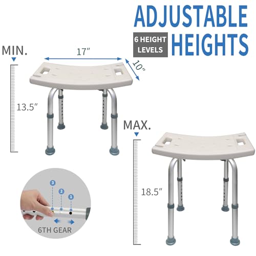 DEZOON Shower Chair-Adjustable Heights-Bathtub Stool-Elderly, Disabled, Seniors